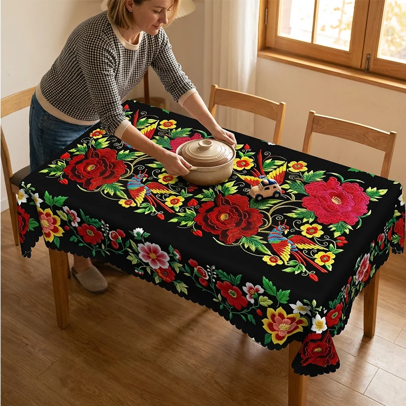 🏆Limited Time 60% Off! 💥Mexican Floral Tablecloth with Scalloped Edge - Image 3