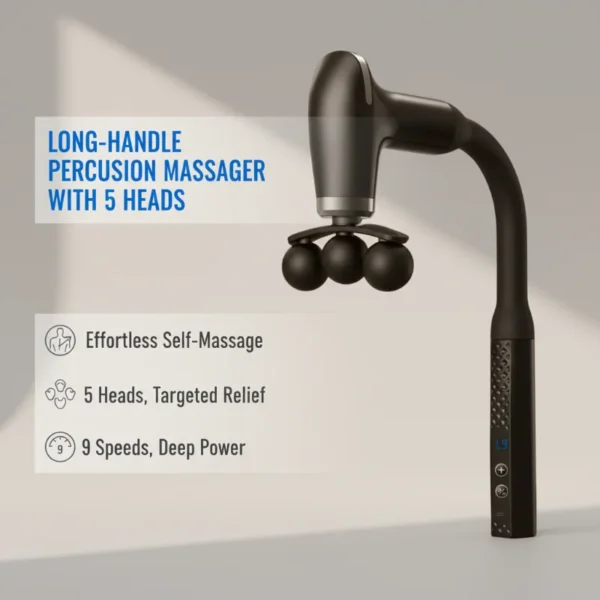 Long-Handle Percussion Massager with 5 Heads