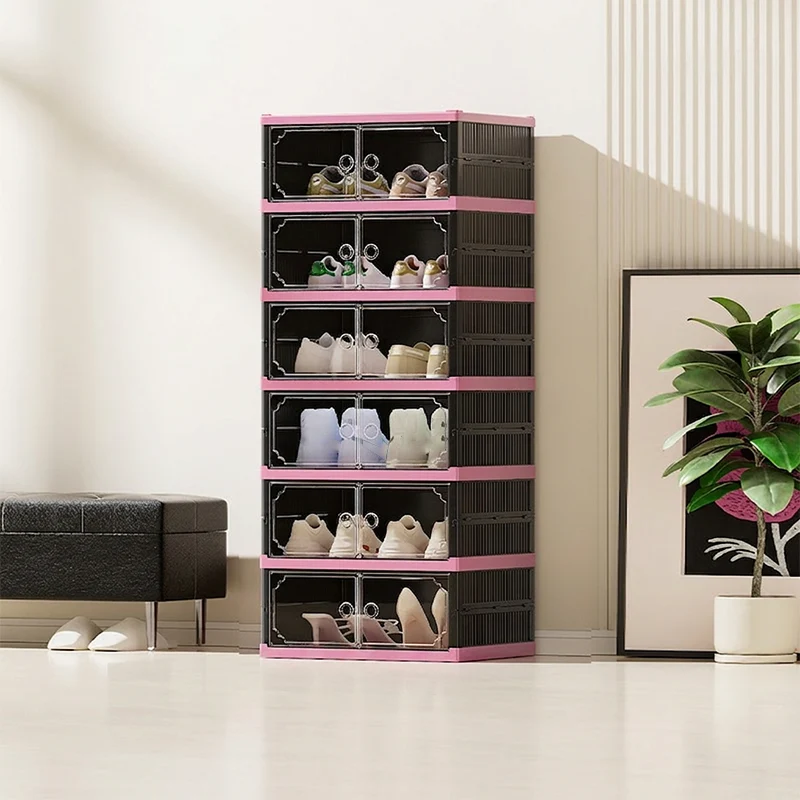 Foldable & Stackable Shoe Cabinet with Clear Doors - Image 10
