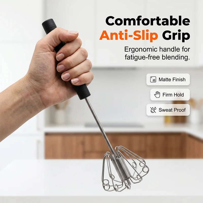 🔥LAST DAY SALE - 50% OFF🔥Stainless Steel Semi-Automatic Hand Egg Beater - Image 4