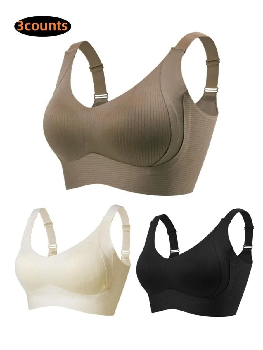 🎁Buy 1 Get 3 Packs💕Women's Ribbed Push Up Adjustable Wireless Bra - Image 22
