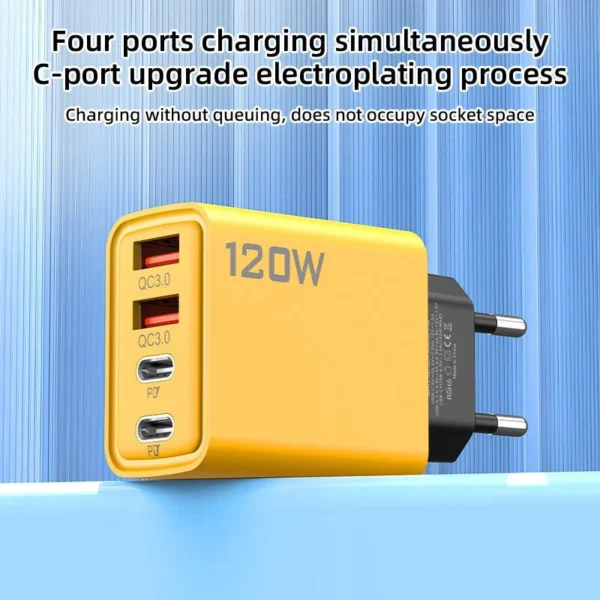 120W 4-Port Fast Charger Block