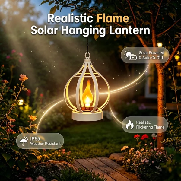 Realistic Flame Solar Hanging Lantern