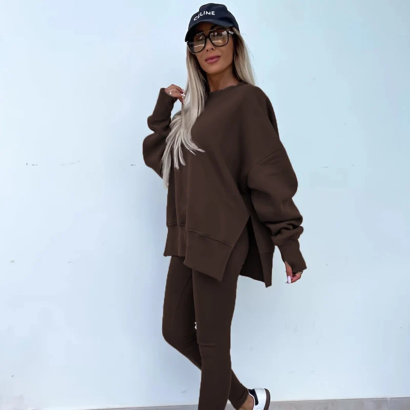 Women's Long Sleeve Printed Sweatshirt and Leggings 2-piece Set - Image 6