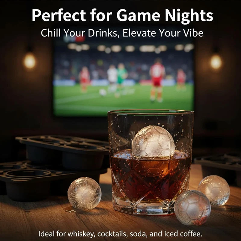 📢📢50% OFF!! ⏰ Silicone Soccer Ball Ice Cube Tray – 5.5 cm Cubes, Slow-Melting, Leak-Proof Design, 4 Colors, Perfect for Game Nights & Cocktails 🥂 - Image 5