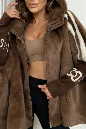❄️ Women’s Mink Fur Hooded Zip-Up Coat – Plush Warm, Effortless Style for Winter Daily & Casual Outings