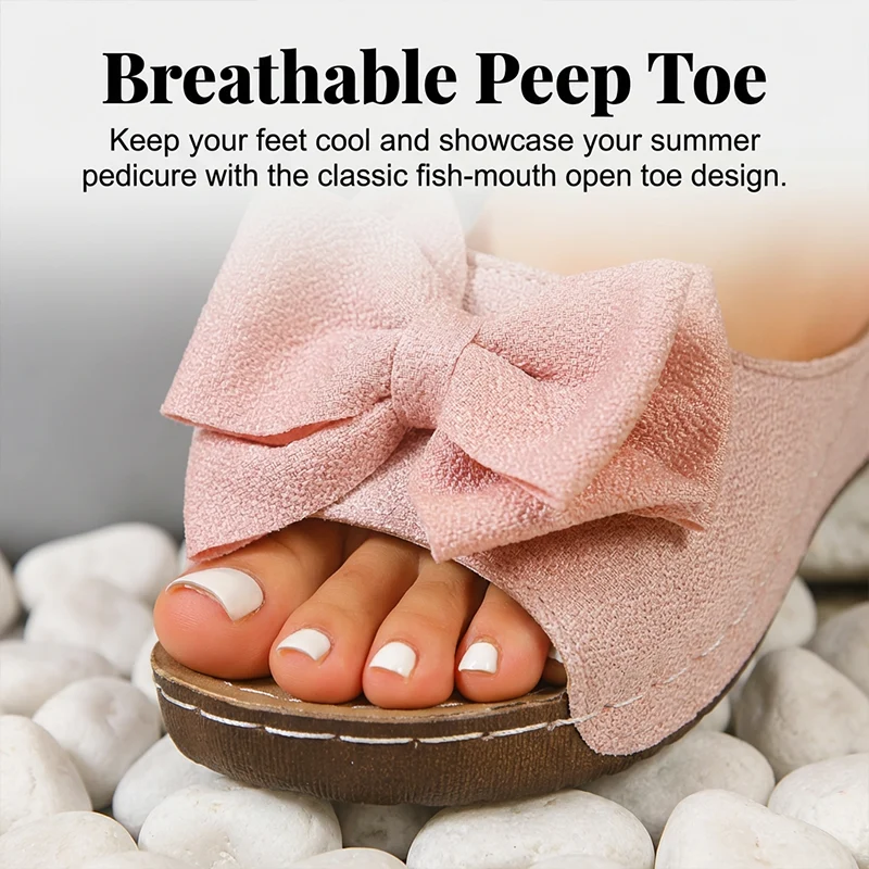 ⏳Time-Limited Special⏰Women's Bowknot Peep-Toe Wedge Sandals - Image 4