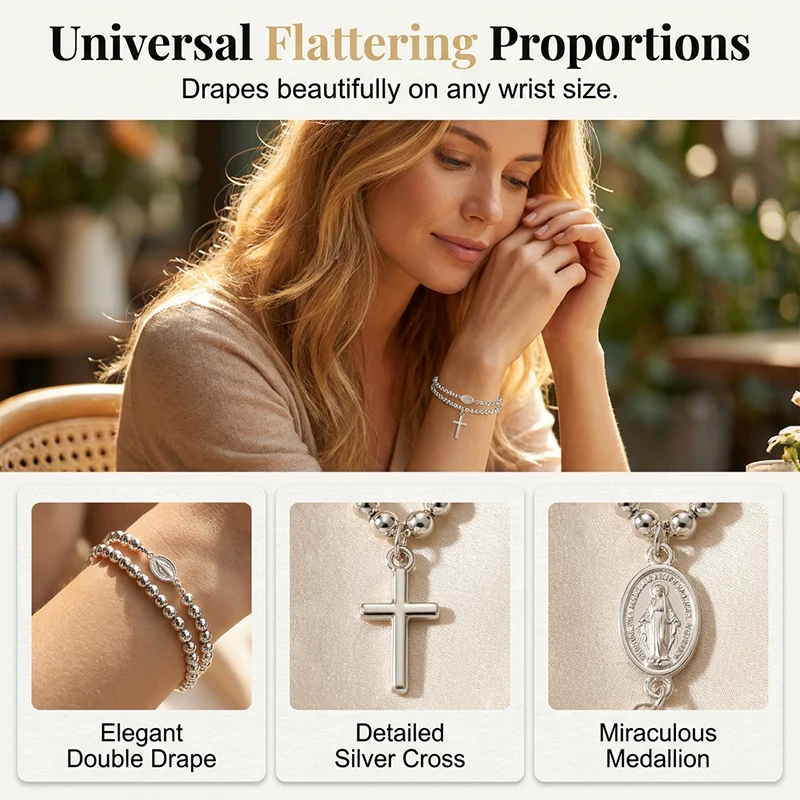 Double-Wrap Rosary Beaded Bracelet - Image 10