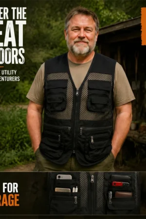 Men's V-Neck Multi-Pocket Mesh Vest