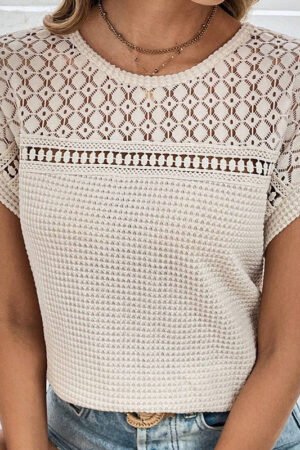 Knitted Mesh Short Sleeve Top