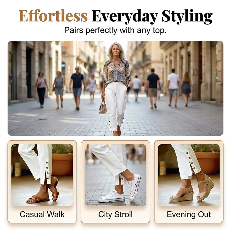 Summer Breathable Cropped Trousers with Pockets - Image 6