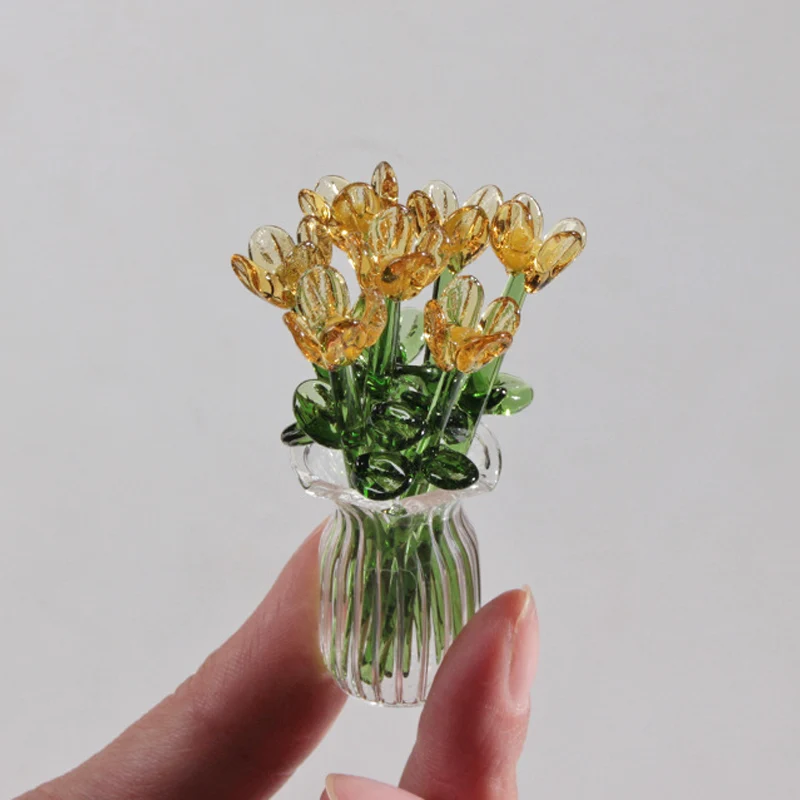 Miniature Colored Glass Flower Figurine Set - Image 17