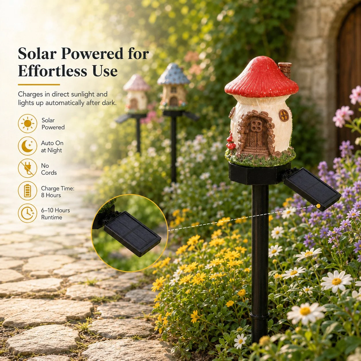 🎁2026 New Arrivals 50% OFF🌙🏡Solar Fairy-Tale Mushroom Cottage Garden Light - Image 4