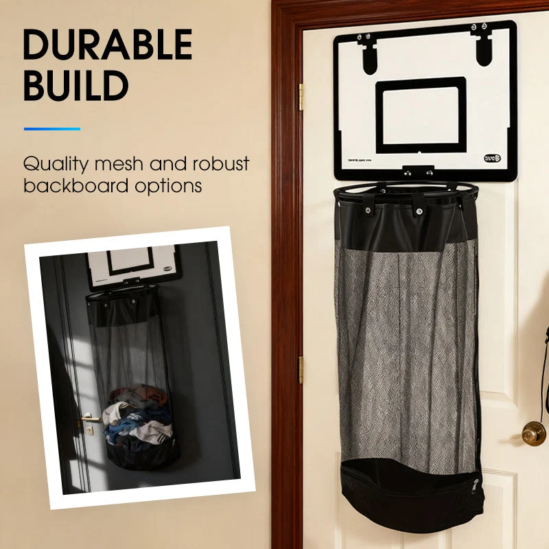 🎉FLASH DEAL 50% OFF – Over-the-Door Basketball Laundry Hamper | Creative Score Game, Big Black Mesh Net, Acrylic/Wood Backboard, No-Drill Install 🚪🏀 - Image 3