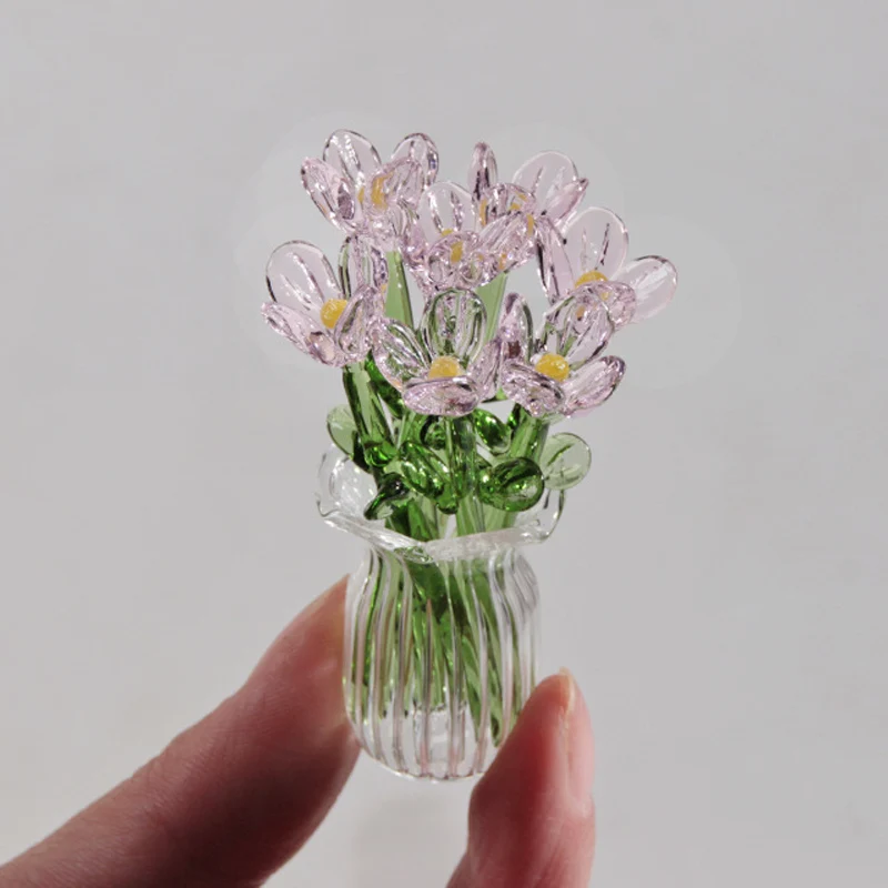 Miniature Colored Glass Flower Figurine Set - Image 18