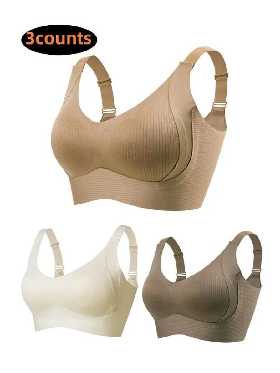 🎁Buy 1 Get 3 Packs💕Women's Ribbed Push Up Adjustable Wireless Bra - Image 38