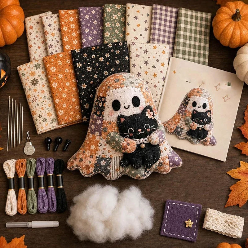 šLittle Ghost's Cozy Halloween DIY Patchwork Kit - Image 3