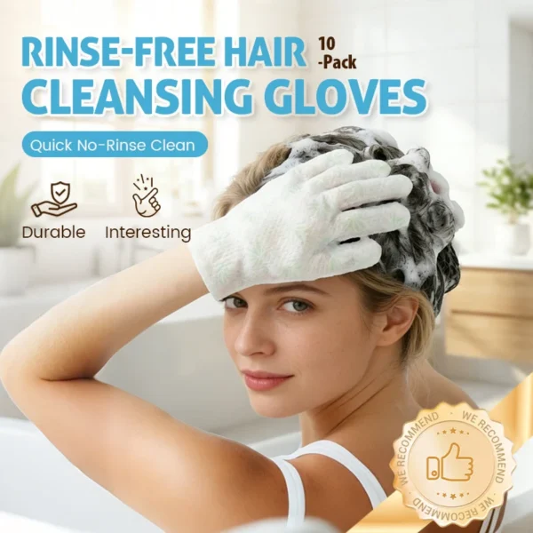 Rinse-Free Hair Cleansing Gloves for Oil Control (10-Pack)