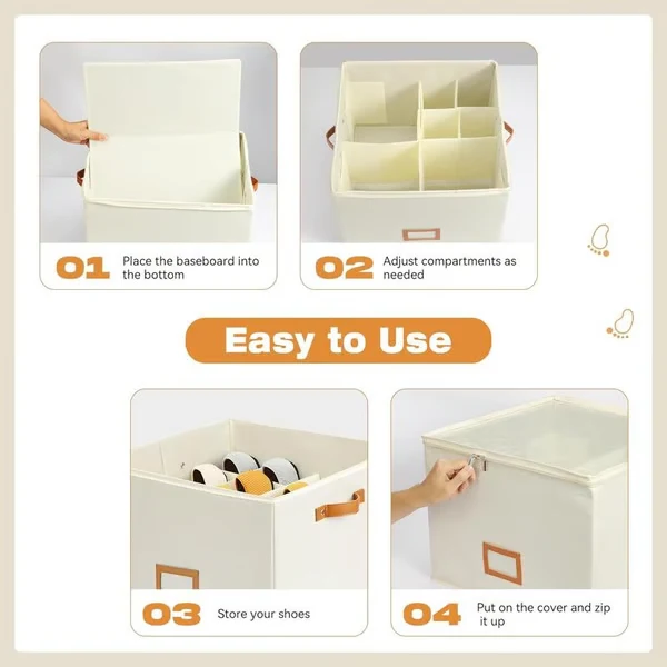 📢📢50% OFF !!!⏰ Fabric Shoe Organizer Storage Box👟– Foldable Design, Large Capacity, Dustproof & Breathable, Space-Saving for Closet & Bedroom 🧺 - Image 9