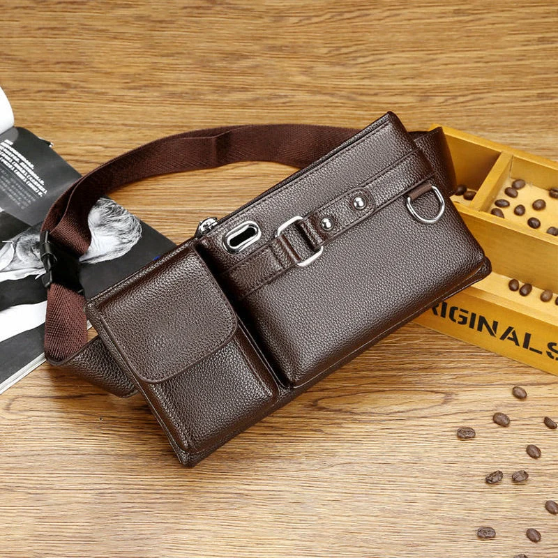 Men's Portable Business-Style Leather Waist Bag - Image 10