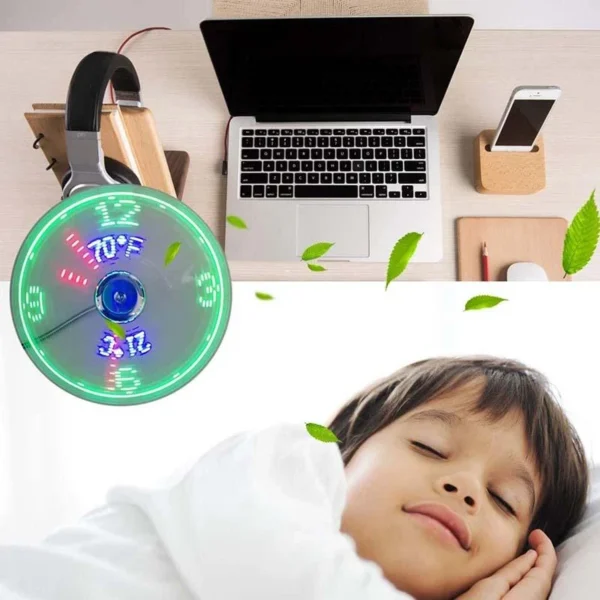 🔥2026 Hot Sale 50% OFF🔥USB Fan with LED Clock Lighting