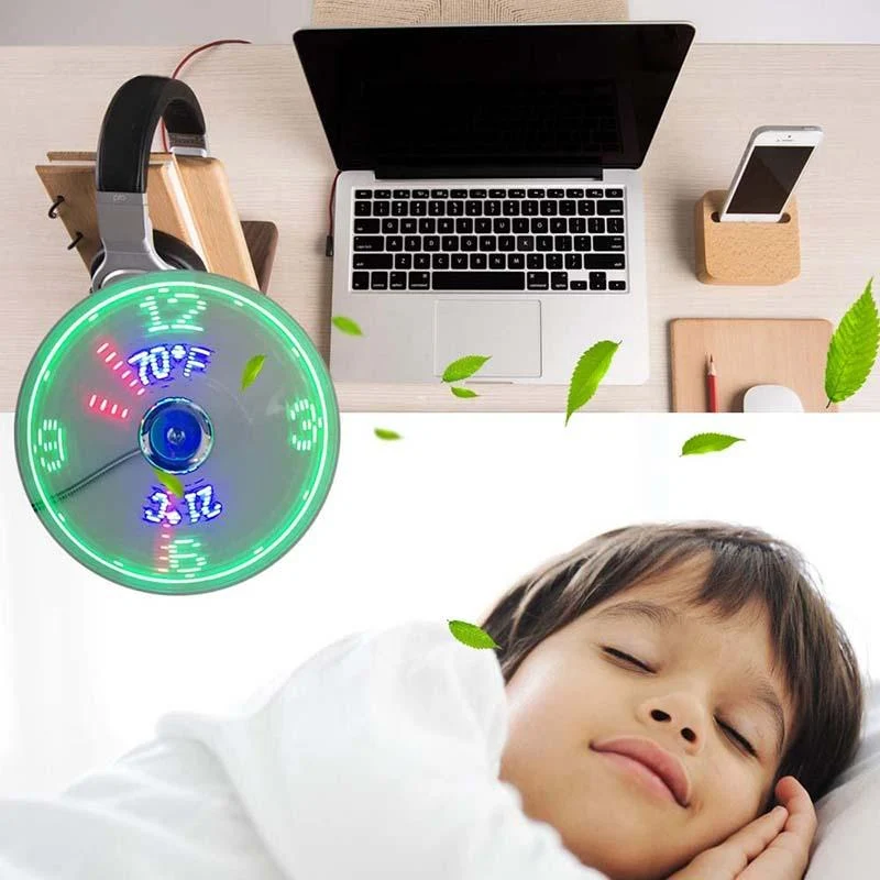 🔥2026 Hot Sale 50% OFF🔥USB Fan with LED Clock Lighting