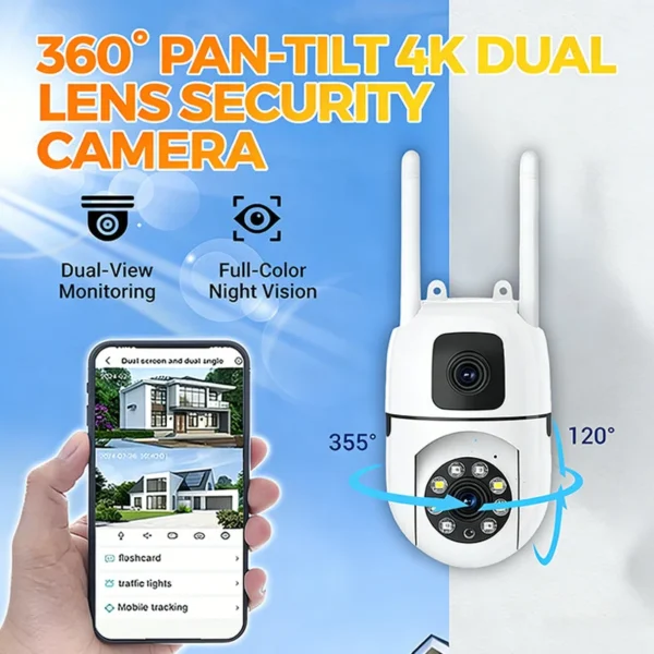 ππ360Β° Pan & Tilt 4K Dual Lens Security Camera β Outdoor WiFi Surveillance Camera