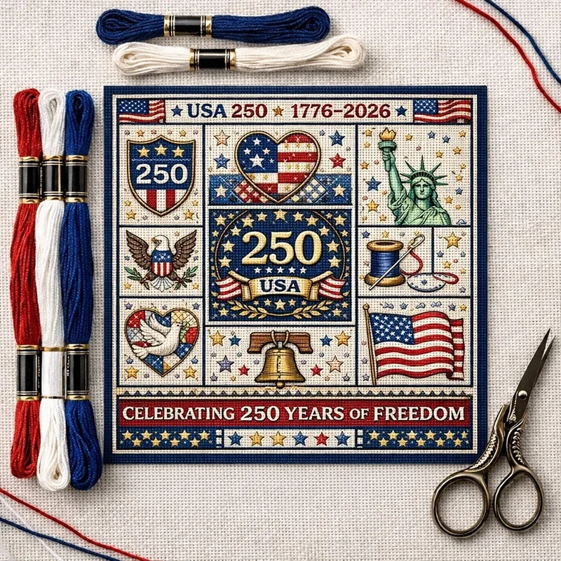 🎁Hot sale🧵USA 250th Anniversary Commemorative Cross Stitch Kit - Image 9