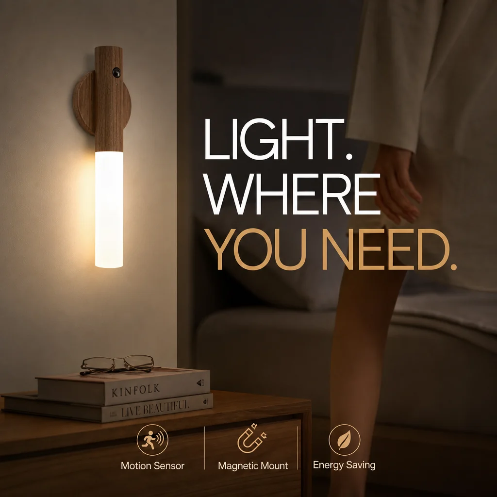 ✨ Walnoothout Motion Sensor Night Light – High-End Aesthetics, Magnetic & Energy-Saving (Designer Lighting for Stylish Interiors & Safe Navigation!) - Image 3