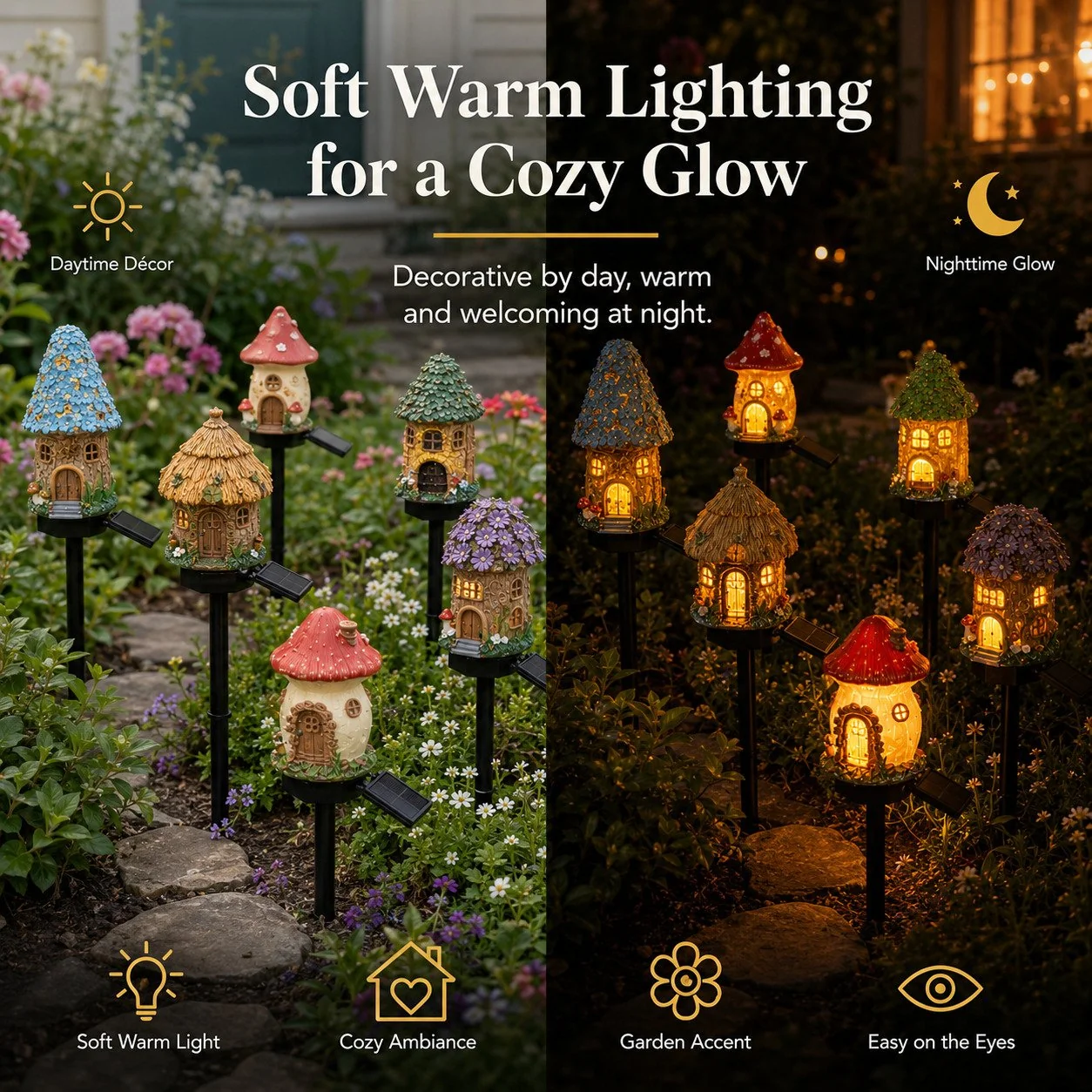 🎁2026 New Arrivals 50% OFF🌙🏡Solar Fairy-Tale Mushroom Cottage Garden Light - Image 3
