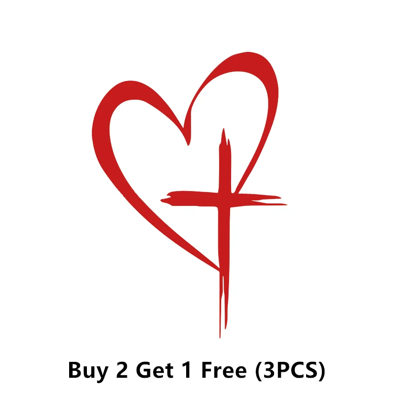 Glitter Heart Cross Car Decal Sticker - Image 21