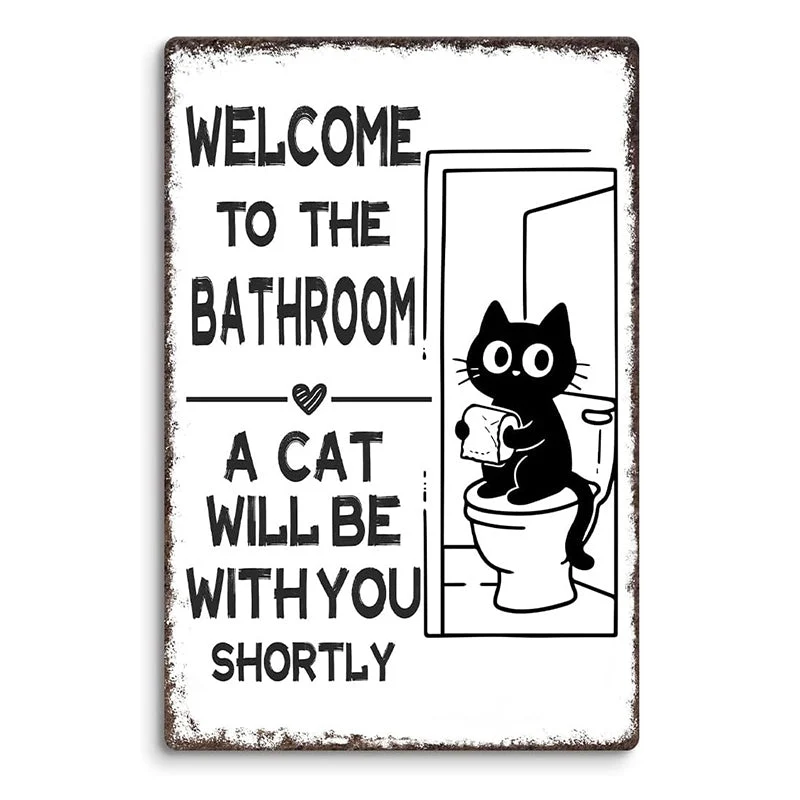 Cute Cat Bathroom Decor Sign - Image 15