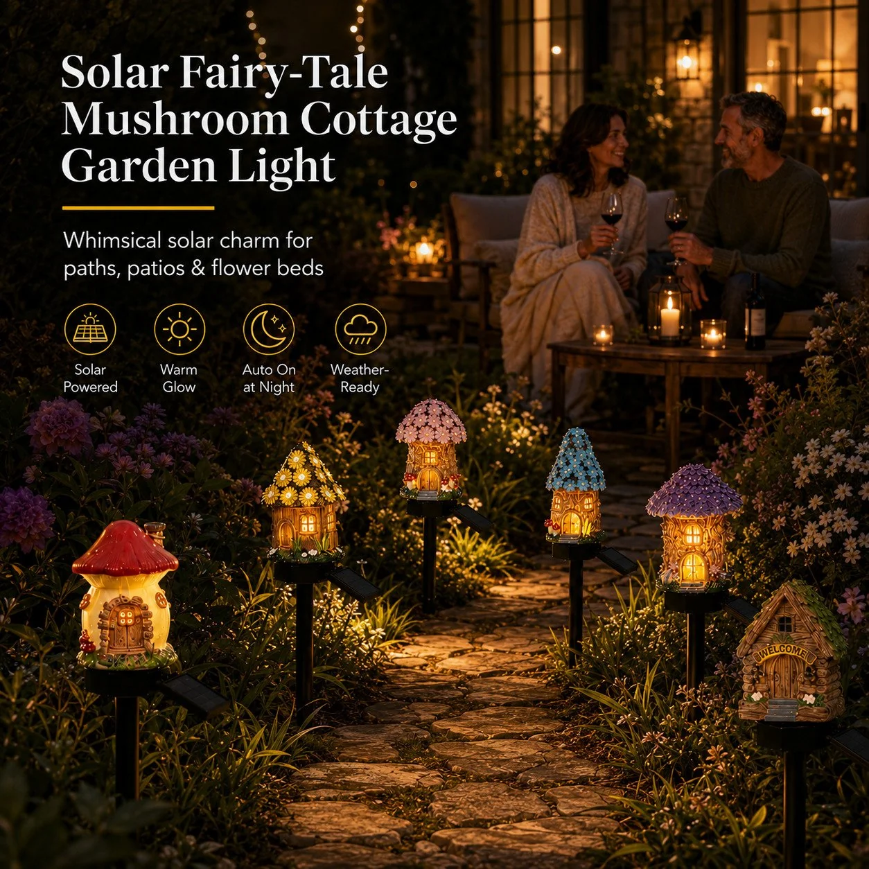 🎁2026 New Arrivals 50% OFF🌙🏡Solar Fairy-Tale Mushroom Cottage Garden Light