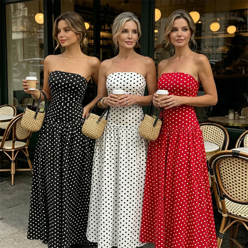 ✨ Women's Polka Dot Strapless Dress - Elegant Vacation Essential! ✨ - Image 11