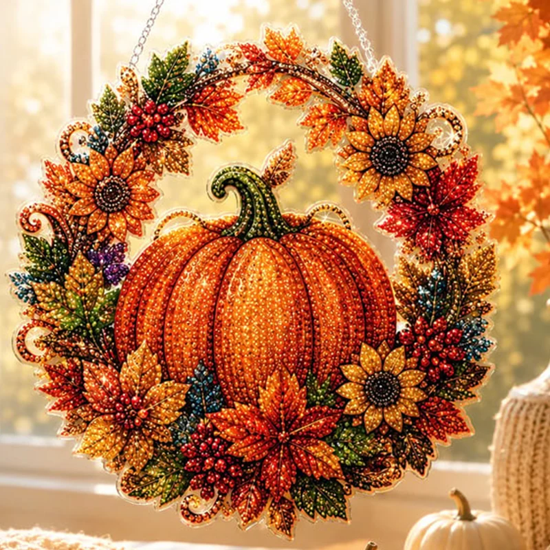 🎁 Hot Sale 49% OFF 🔥Pumpkin Diamond Art DIY Hanging Ornament Kit - Image 4