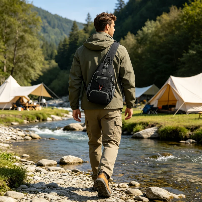 🎒 50% OFF NOW! 💧 Men's Outdoor Sling Bag – Multi-Pocket, Water-Resistant & Breathable – Perfect for Travel & Daily Use ✨ - Image 8