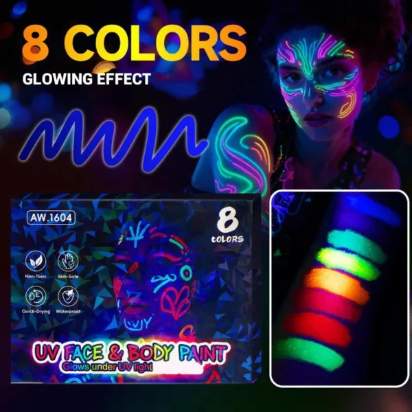 🥳2026 HOT SALE💞50K+ SOLD!🎁UV Glow Face and Body Paint Markers Set