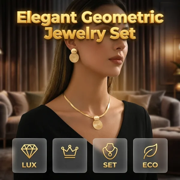 💎 50% OFF NOW! ✨ Modern Chic Necklace & Earring Set – Gold finish, geometric design & lightweight – perfect for daily elegance or gifting 💫