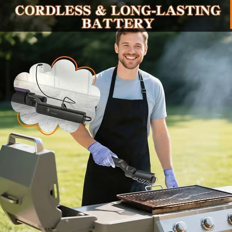 🔥50% OFF NOW! 🍖Cordless Electric BBQ Brush Cleaner – Deep Cleaning, Long Handle & Rechargeable🔋