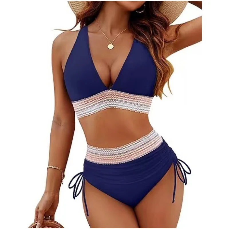 V-Neck Patchwork Bikini 2-Piece Set - Image 4
