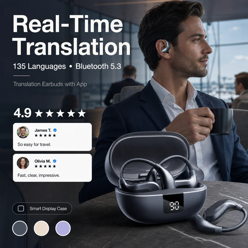 📢📢 50 % OFF !! ✨Translation Earbuds, Supports Real-Time Translation in 135 Languages With APP, Bluetooth 5.3 Earphones - Image 3