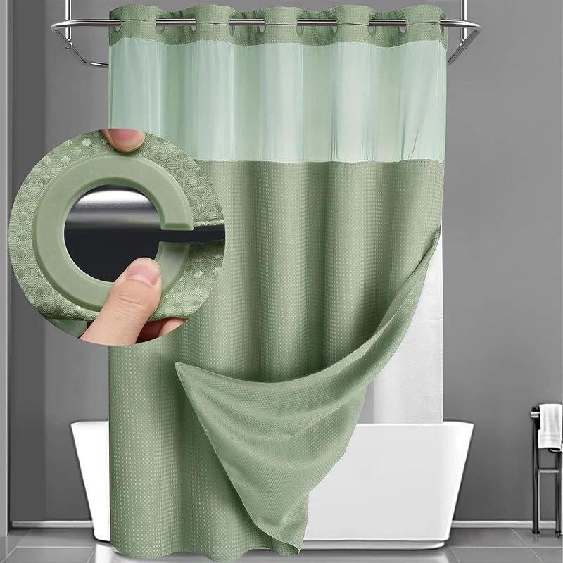 Waffle Pattern Shower Curtain - Image 3