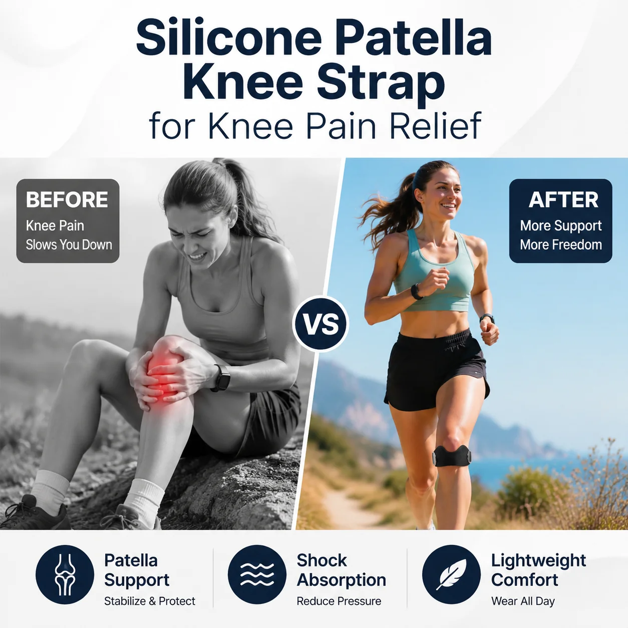 Silicone Patella Knee Strap for Knee Pain Relief - Image 17